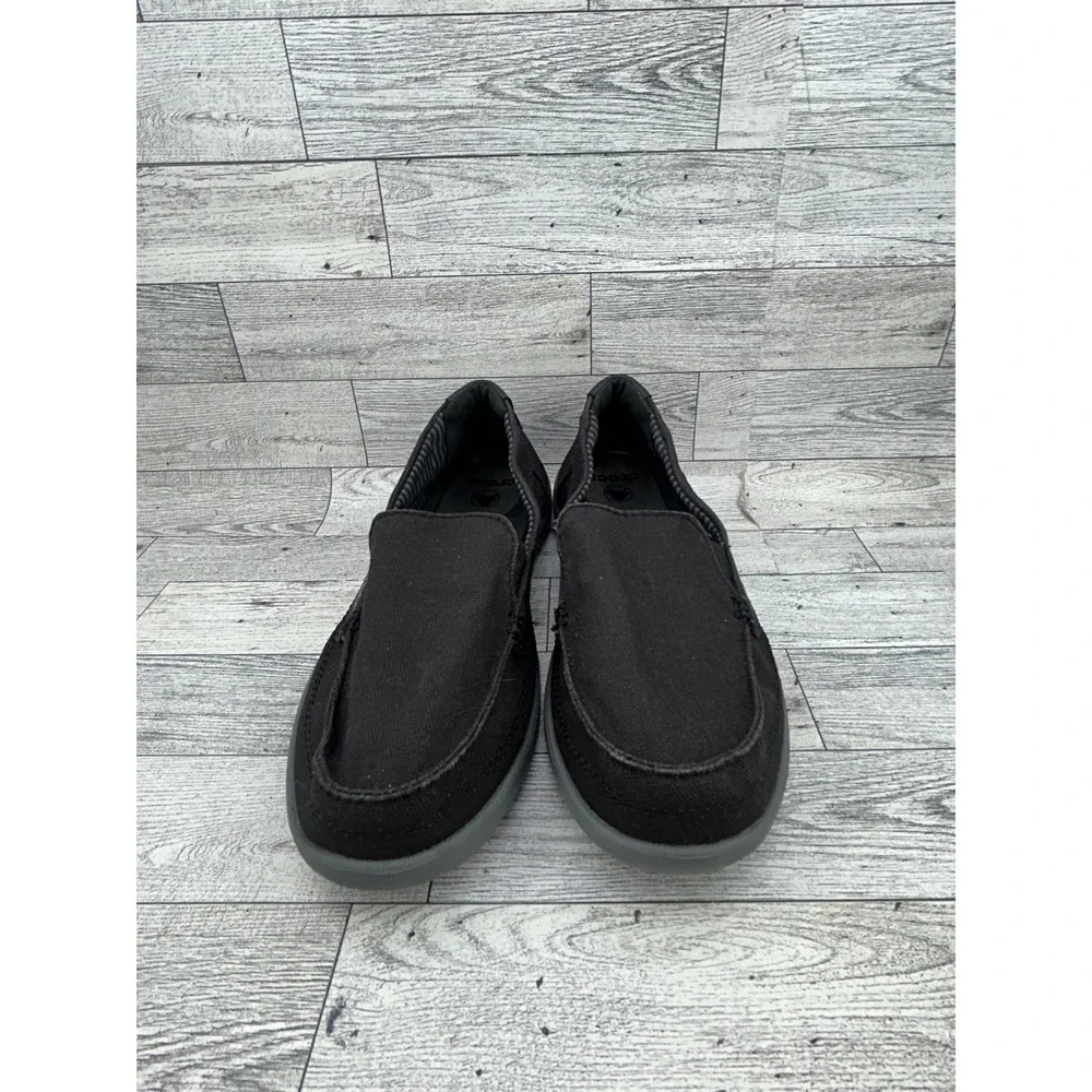 Crocs Santa Cruz Women Loafers Black Canvas Slip On Shoes Size 8 Moc Toe